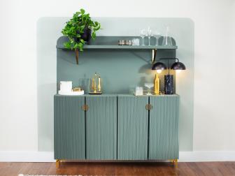 Home Bar With Customized Furniture and Bold Paint